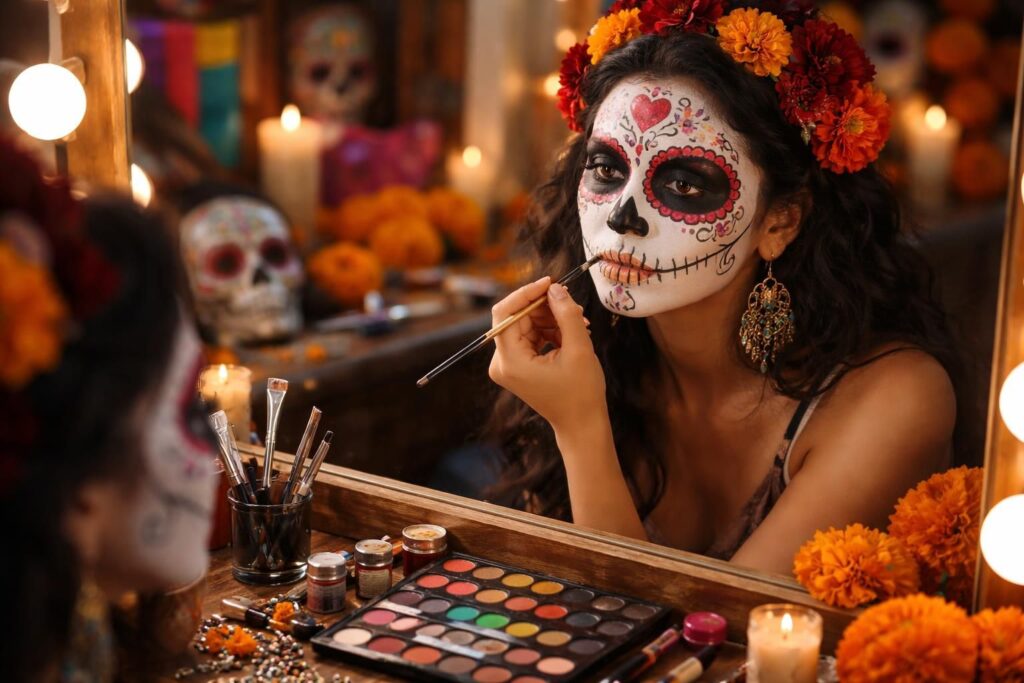 Comment réussir un maquillage tête de mort mexicaine pour la fête des morts